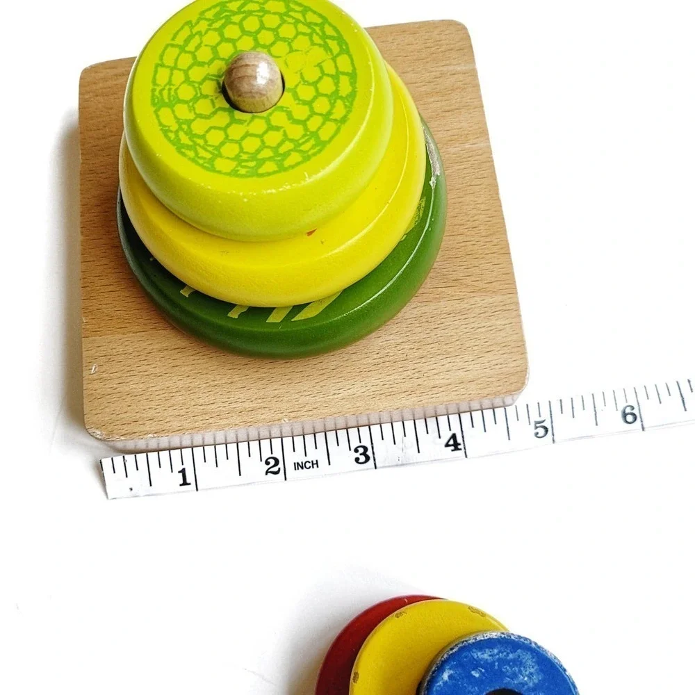 Custom Montessori Wooden Ring Stacker with Haba Rings